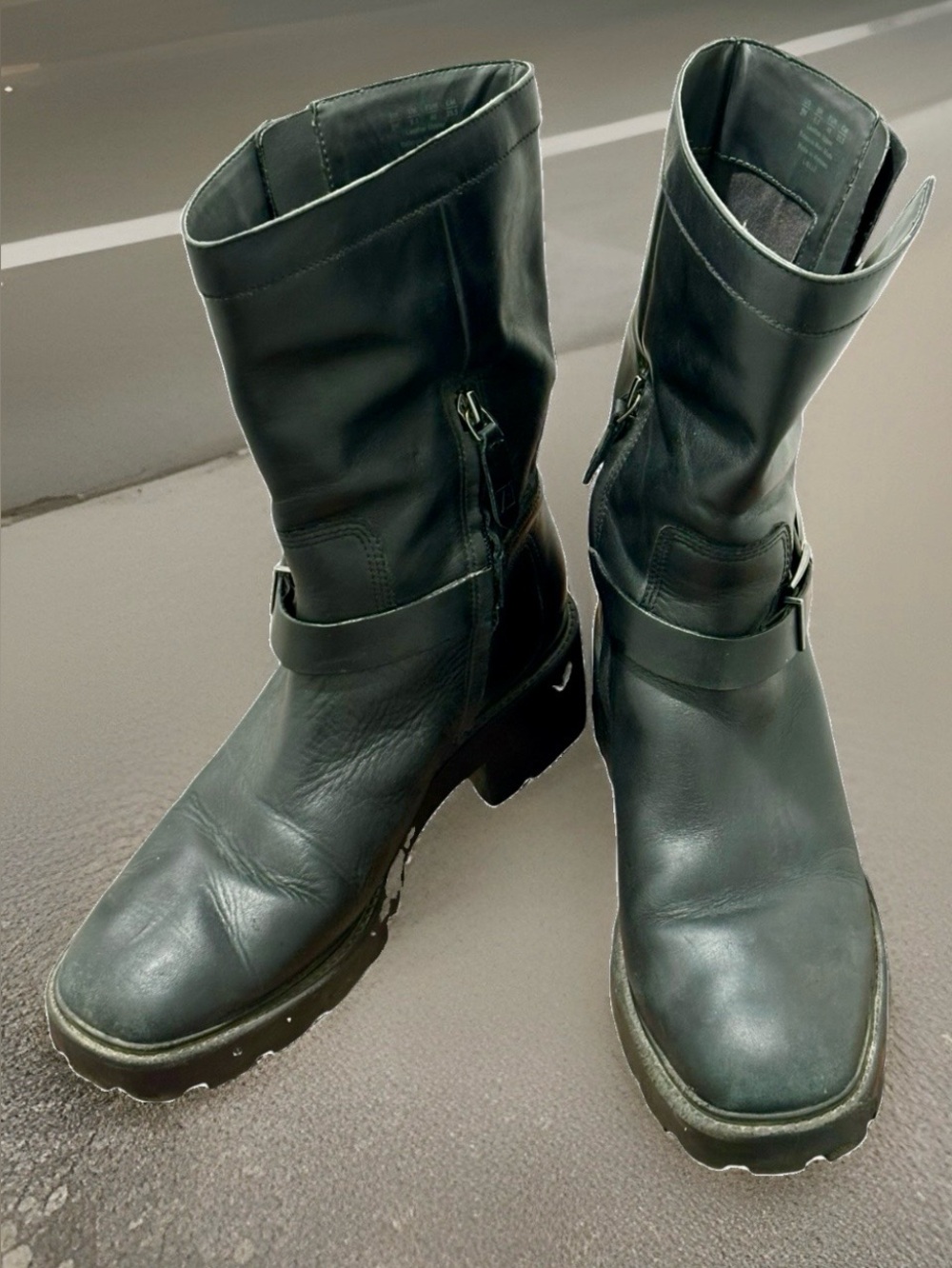Women  size 9 L-ELLE Leather Motorcycle Boots By Franco Sarto